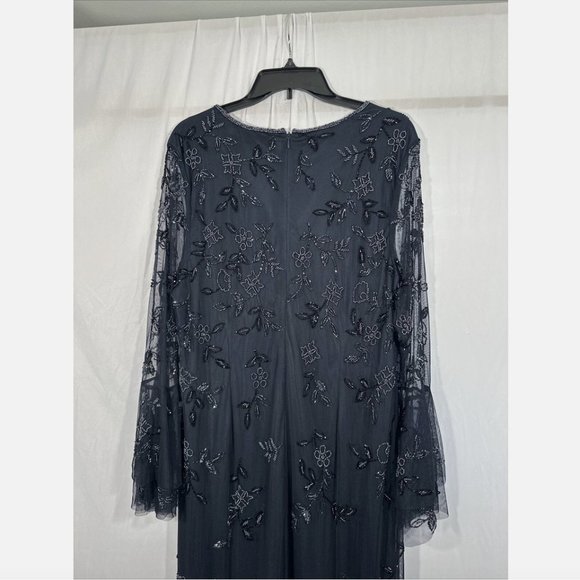 NWT $698 Mac Duggal [ 16W ] Embellished Flutter Tiered Long‎ Sleeve Gown Q634 - Picture 14 of 16
